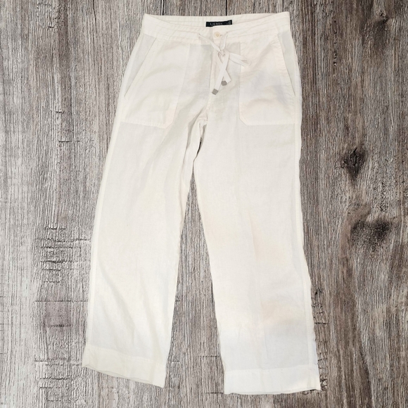 Lauren Ralph Lauren Pants - Ralph Lauren, White Linen, wide leg pants. Size 6
